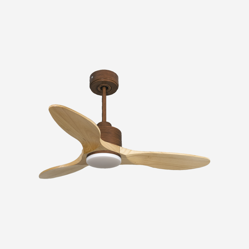 Ventilatore da soffitto Reversibile Termostato Dimmabile Wifi Motore CC Tetti inclinati Telecomando Luce a tre toni Hypersilence Memoria