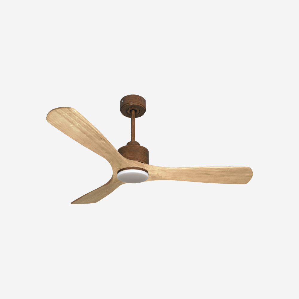 Ventilatore da soffitto Reversibile Termostato Dimmabile Wifi Motore CC Tetti inclinati Telecomando Luce a tre toni Hypersilence Memoria