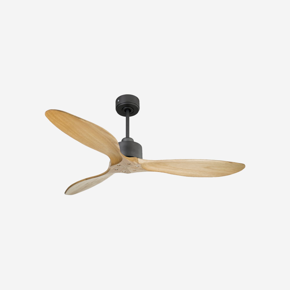 Ventilatore da soffitto Reversibile Termostato Wifi Motore CC Tetti inclinati Telecomando Hypersilence Memoria FullWood Shopify Vendible (AUTOMATICO)
