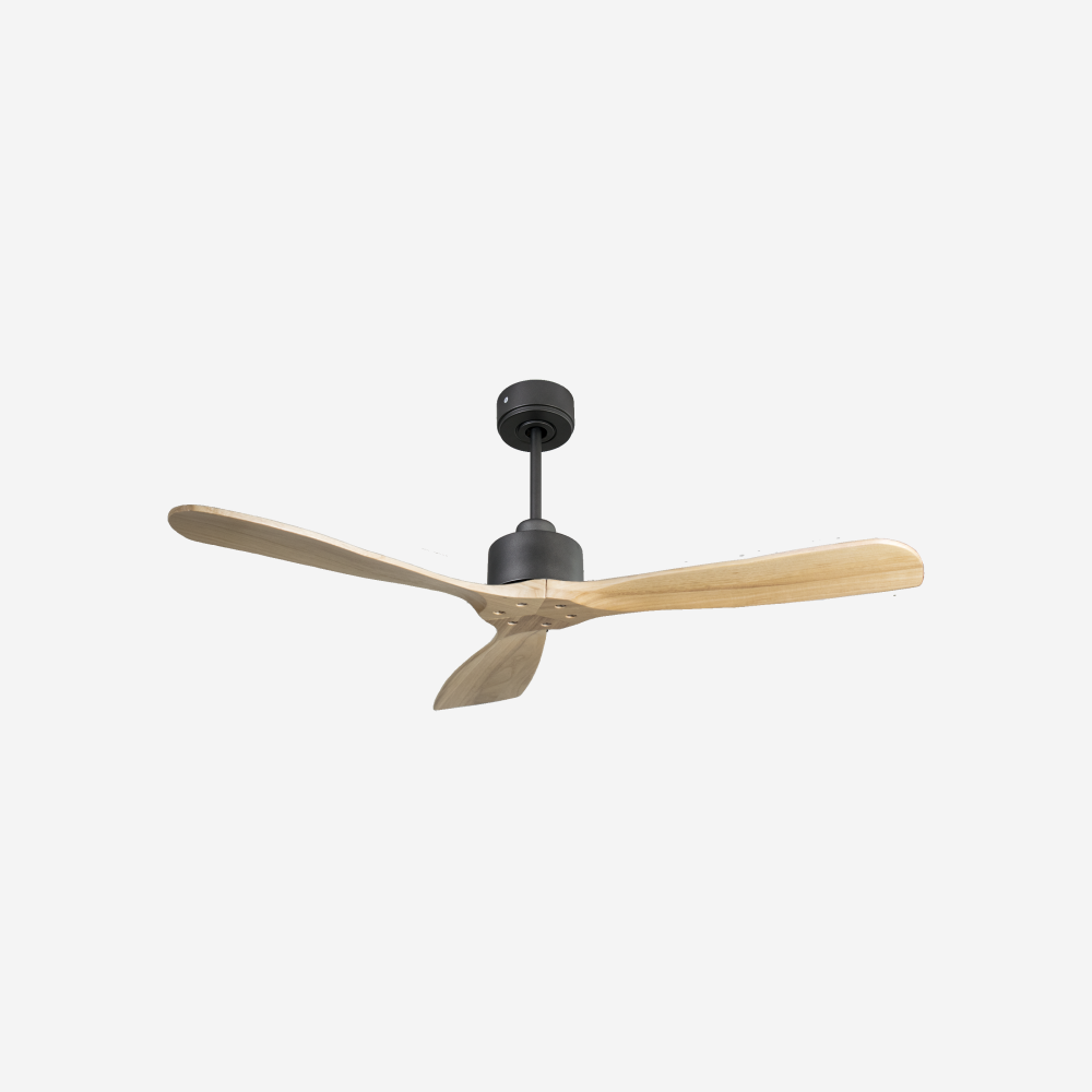 Ventilateur de plafond Réversible  Thermostat Wifi Moteur à courant continu Toits en pente Télécommande Hypersilence Mémoire FullWood