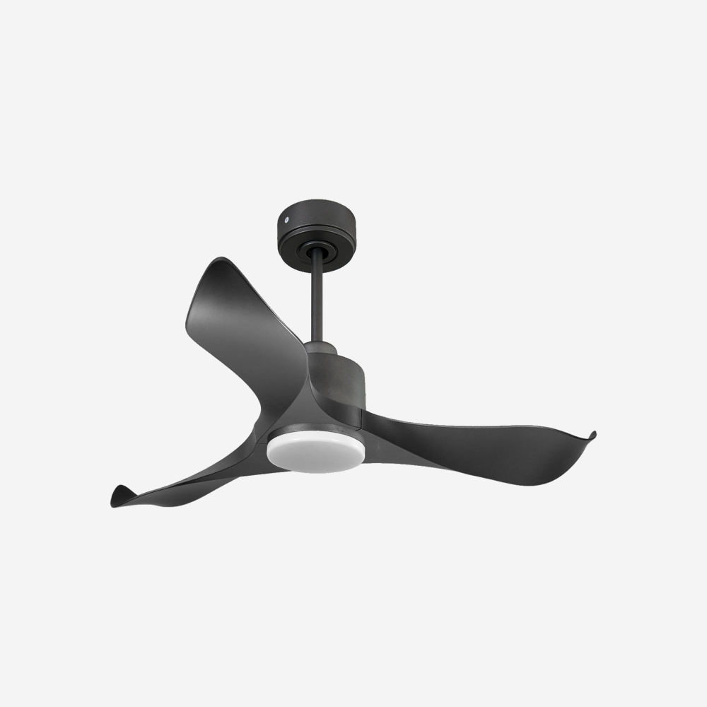 Ventilateur de plafond Réversible  Thermostat Dimmable Wifi Moteur à courant continu Toits en pente Télécommande Lumière à trois tons Adaptateur 2/3 Lames