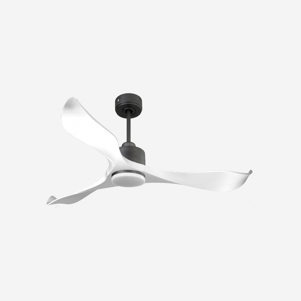 Ventilateur de plafond Réversible  Thermostat Dimmable Wifi Moteur à courant continu Toits en pente Télécommande Lumière à trois tons Adaptateur 2/3 Lames