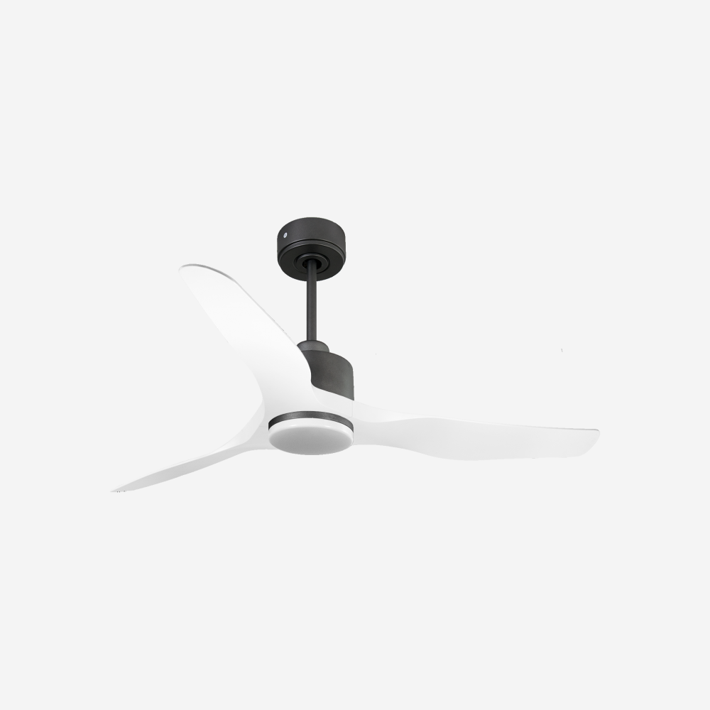 Ventilateur de plafond Réversible  Thermostat Dimmable Wifi Moteur à courant continu Toits en pente Télécommande Lumière à trois tons Adaptateur 2/3 Lames
