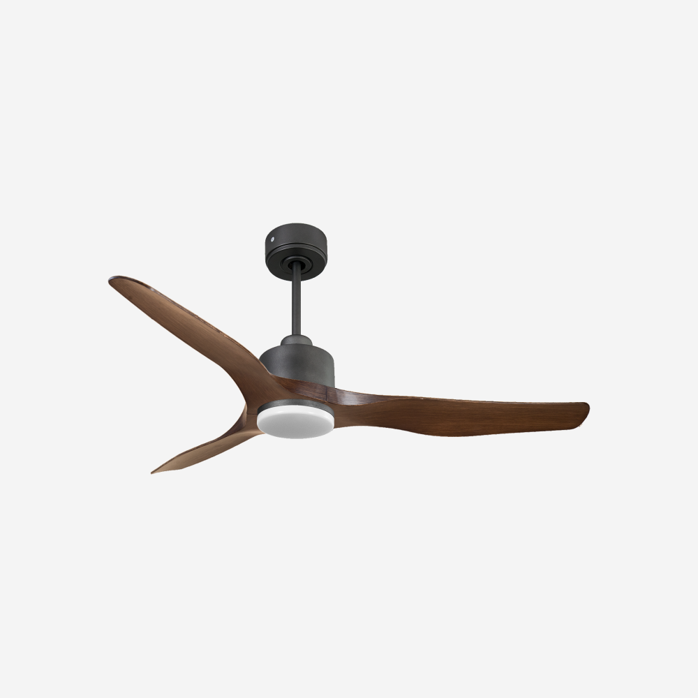 Ventilateur de plafond Réversible  Thermostat Dimmable Wifi Moteur à courant continu Toits en pente Télécommande Lumière à trois tons Adaptateur 2/3 Lames