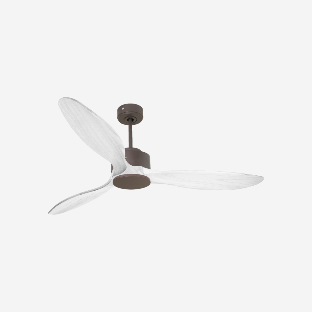 Ventilateur de plafond Réversible  Thermostat Wifi Moteur à courant continu Toits en pente Télécommande Hypersilence Mémoire FullWood