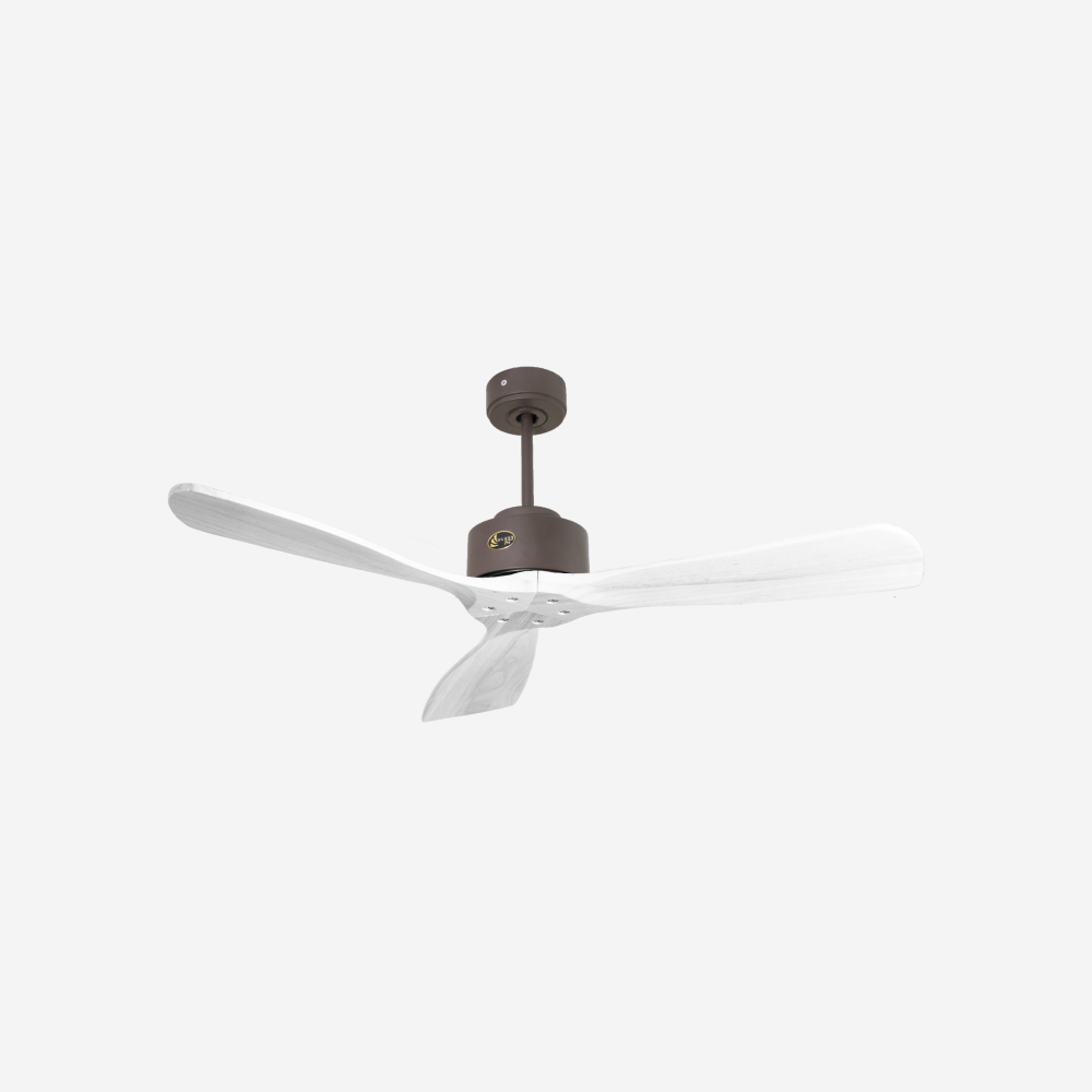 Ventilateur de plafond Réversible  Thermostat Wifi Moteur à courant continu Toits en pente Télécommande Hypersilence Mémoire FullWood