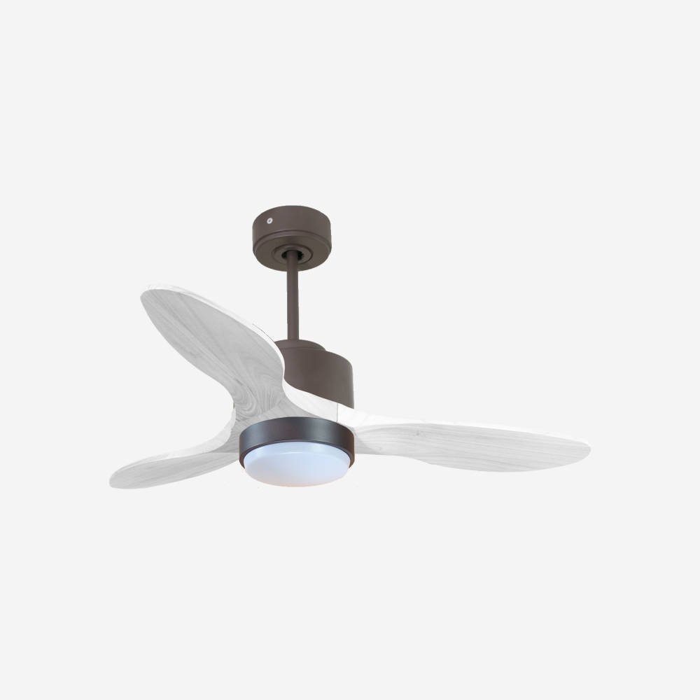 Ventilateur de plafond Réversible  Thermostat Dimmable Wifi Moteur à courant continu Toits en pente Télécommande Lumière à trois tons Hypersilence Mémoire