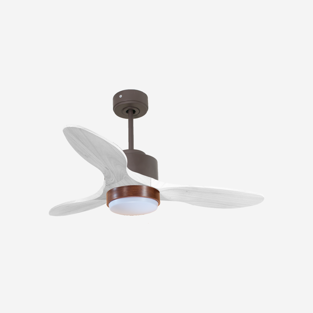 Ventilateur de plafond Réversible  Thermostat Dimmable Wifi Moteur à courant continu Toits en pente Télécommande Lumière à trois tons Hypersilence Mémoire