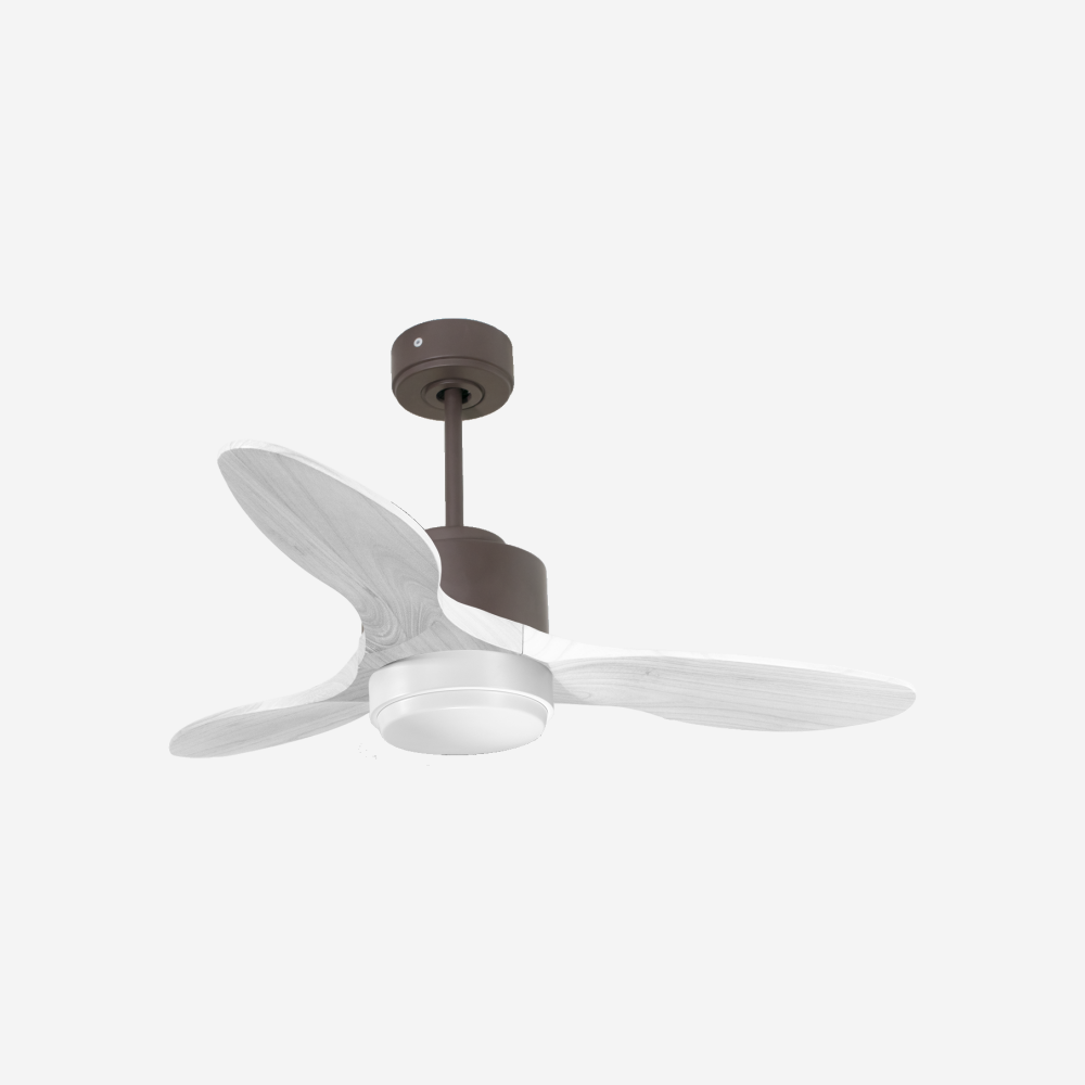 Ventilateur de plafond Réversible  Thermostat Dimmable Wifi Moteur à courant continu Toits en pente Télécommande Lumière à trois tons Hypersilence Mémoire