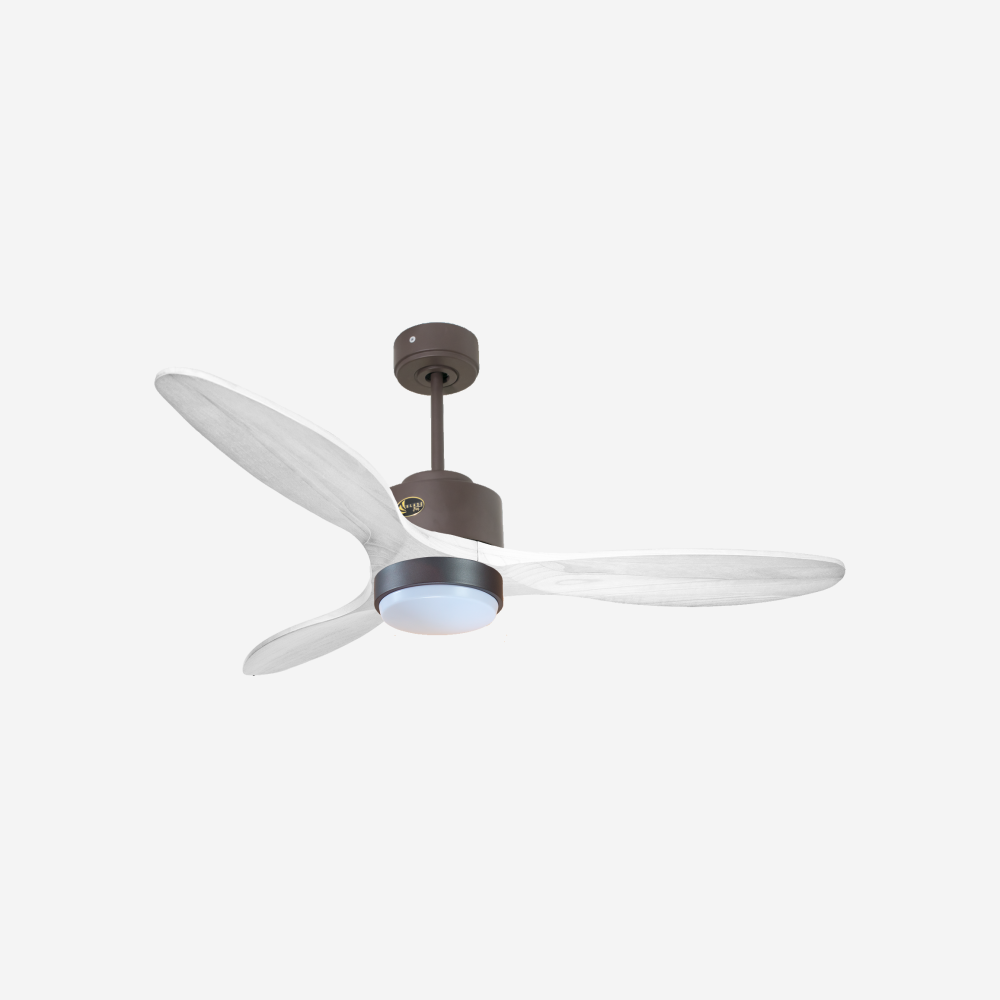 Ventilateur de plafond Réversible  Thermostat Dimmable Wifi Moteur à courant continu Toits en pente Télécommande Lumière à trois tons Hypersilence Mémoire
