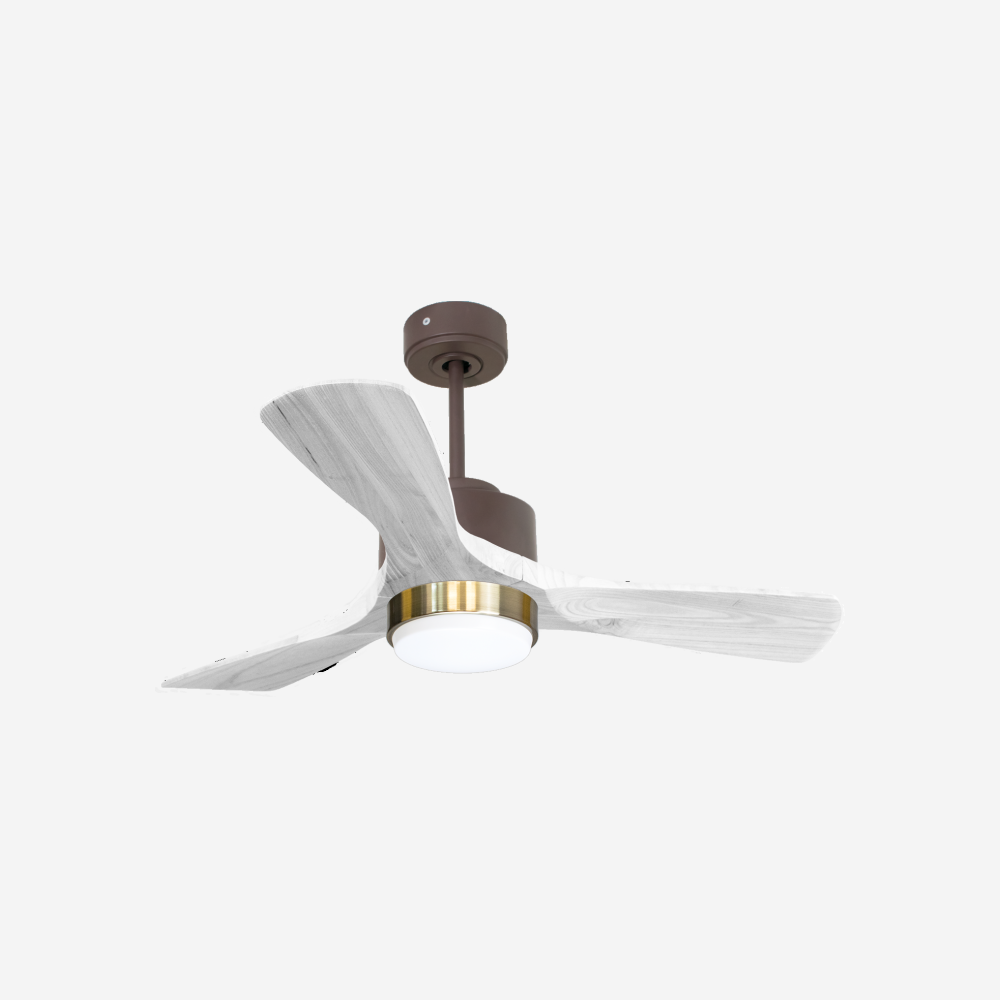 Ventilateur de plafond Réversible  Thermostat Dimmable Wifi Moteur à courant continu Toits en pente Télécommande Lumière à trois tons Hypersilence Mémoire