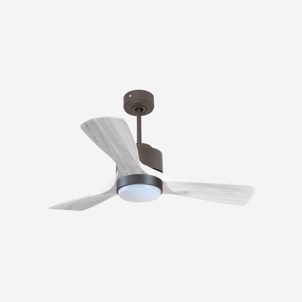 Ventilateur de plafond Réversible  Thermostat Dimmable Wifi Moteur à courant continu Toits en pente Télécommande Lumière à trois tons Hypersilence Mémoire