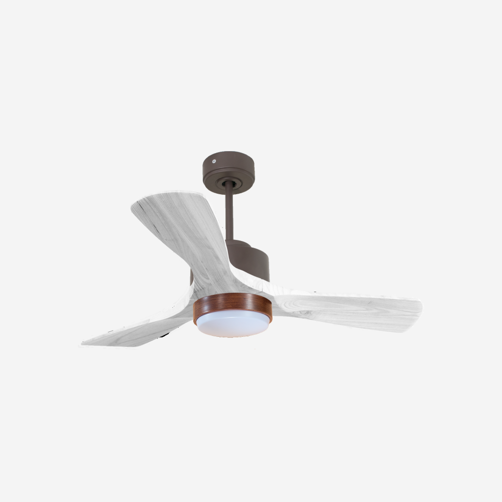 Ventilateur de plafond Réversible  Thermostat Dimmable Wifi Moteur à courant continu Toits en pente Télécommande Lumière à trois tons Hypersilence Mémoire