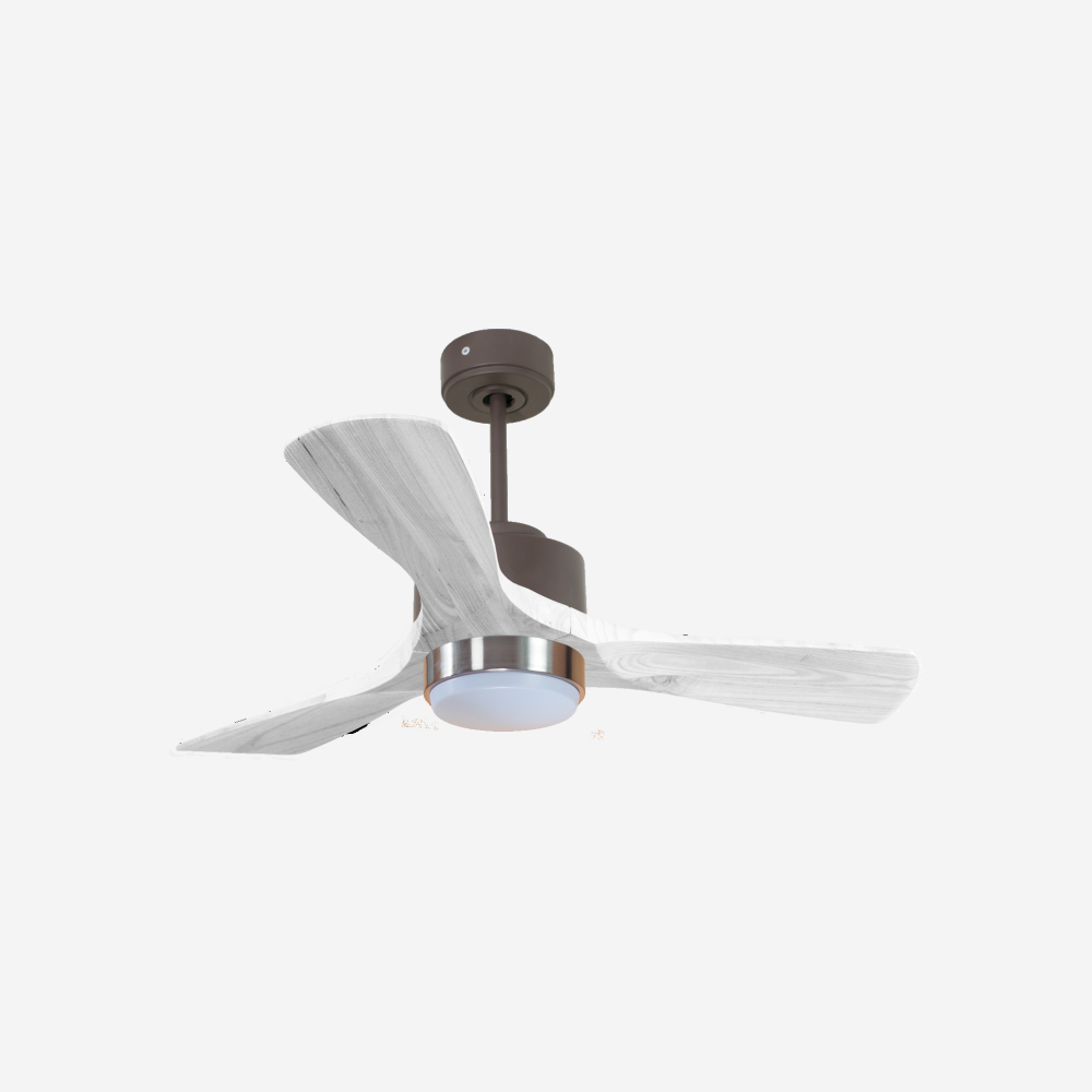 Ventilateur de plafond Réversible  Thermostat Dimmable Wifi Moteur à courant continu Toits en pente Télécommande Lumière à trois tons Hypersilence Mémoire