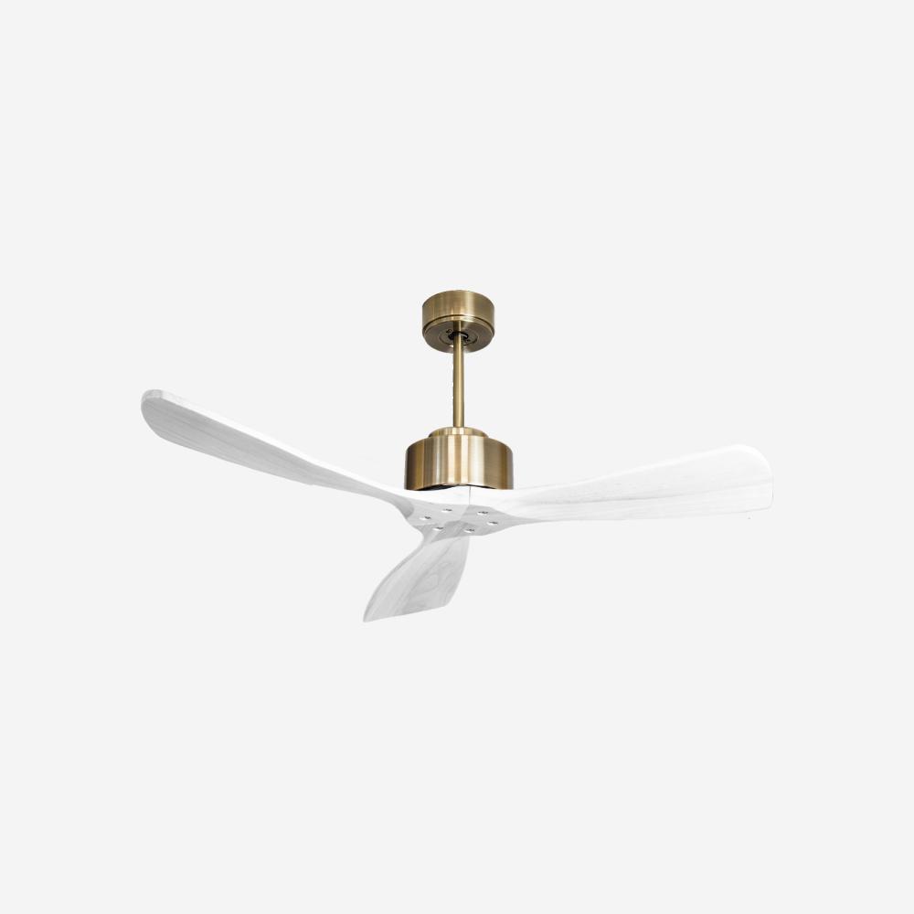 Ventilateur de plafond Réversible  Thermostat Wifi Moteur à courant continu Toits en pente Télécommande Hypersilence Mémoire FullWood