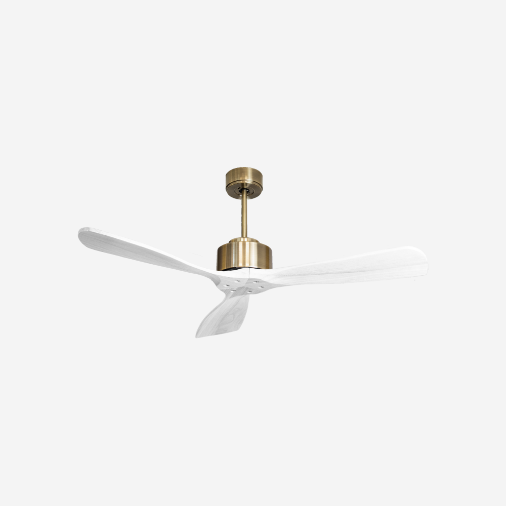 Ventilateur de plafond Réversible  Thermostat Wifi Moteur à courant continu Toits en pente Télécommande Hypersilence Mémoire FullWood
