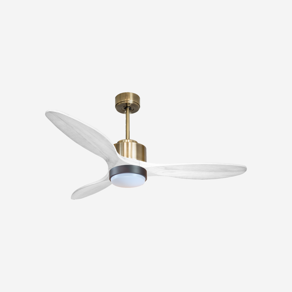 Ventilateur de plafond Réversible  Thermostat Dimmable Wifi Moteur à courant continu Toits en pente Télécommande Lumière à trois tons Hypersilence Mémoire