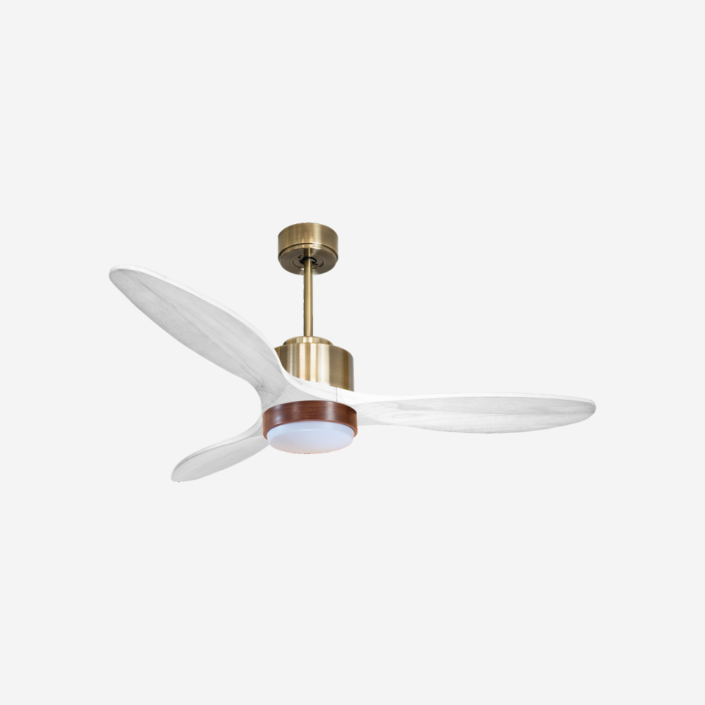 Ventilateur de plafond Réversible  Thermostat Dimmable Wifi Moteur à courant continu Toits en pente Télécommande Lumière à trois tons Hypersilence Mémoire