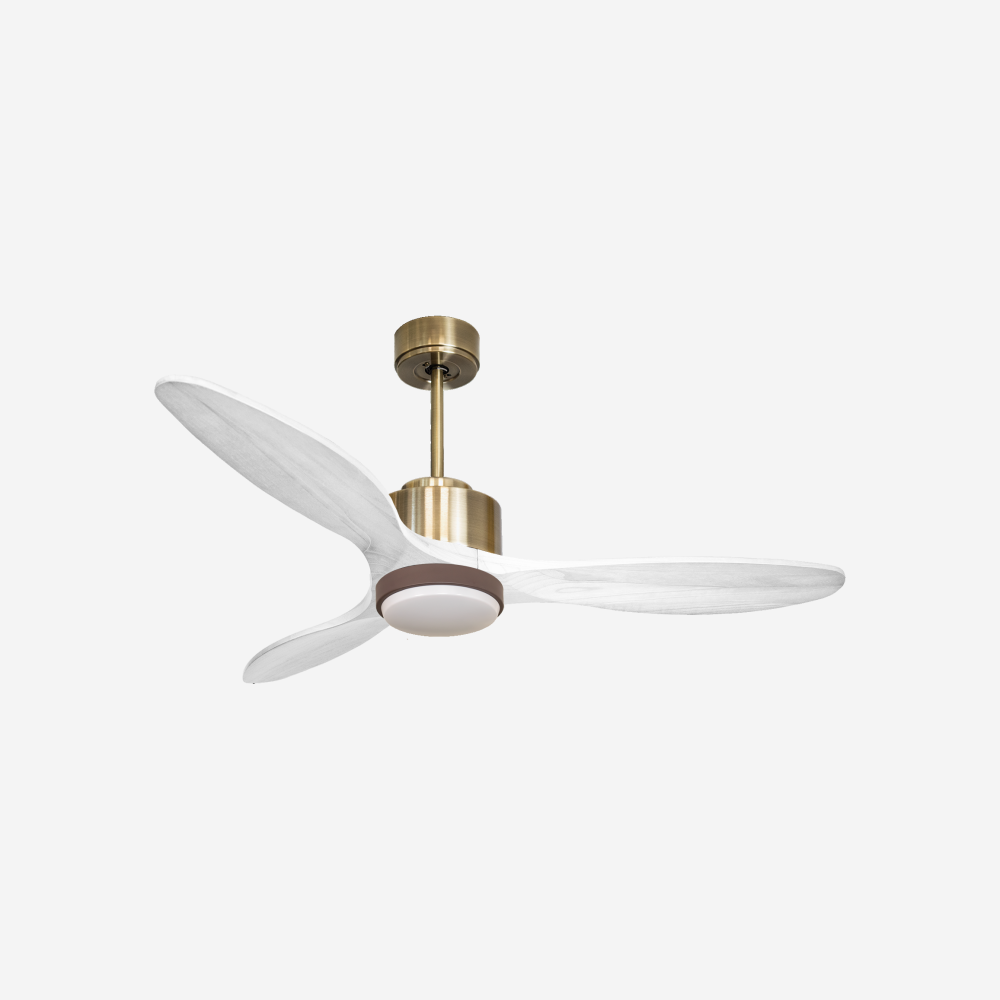 Ventilateur de plafond Réversible  Thermostat Dimmable Wifi Moteur à courant continu Toits en pente Télécommande Lumière à trois tons Hypersilence Mémoire