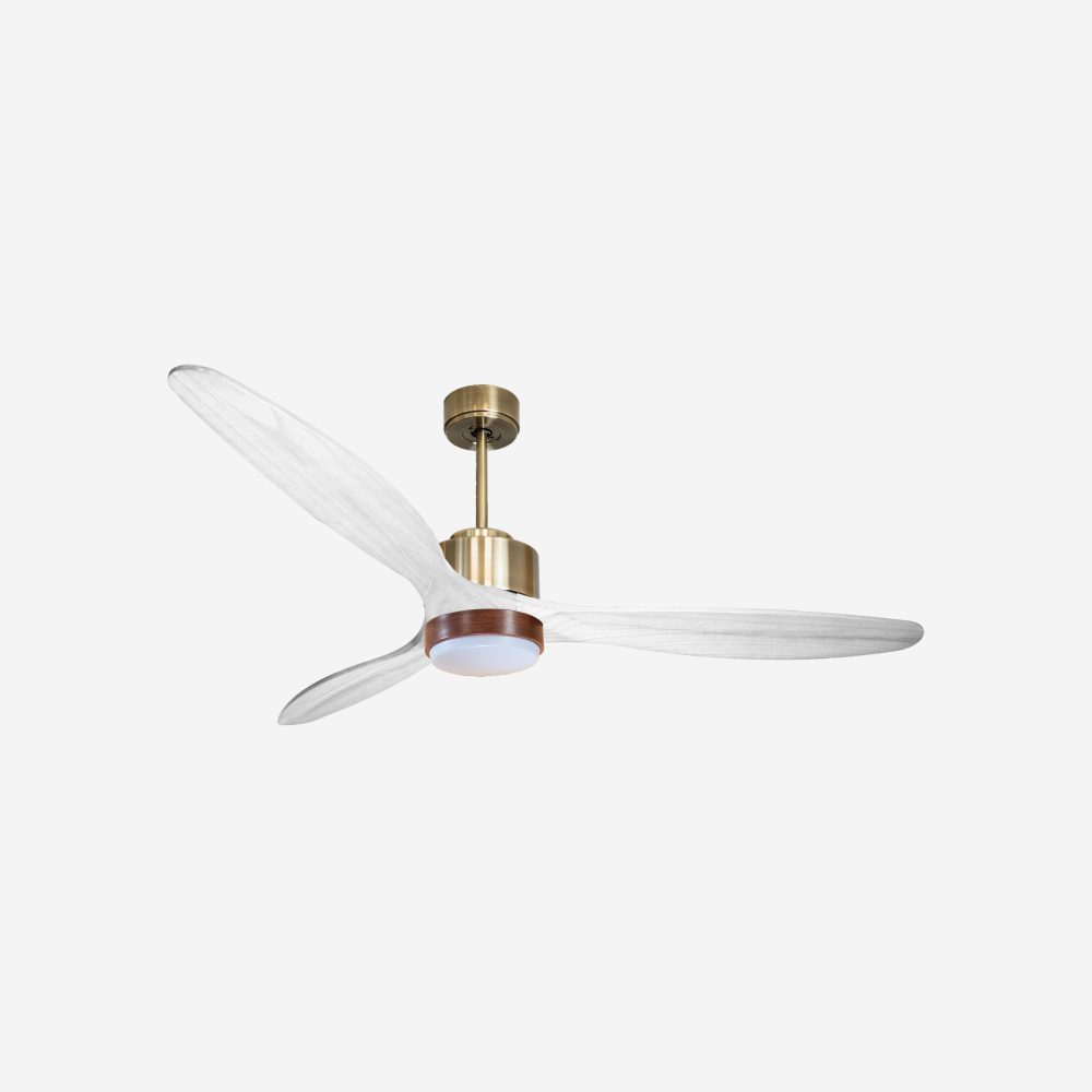 Ventilateur de plafond Réversible  Thermostat Dimmable Wifi Moteur à courant continu Toits en pente Télécommande Lumière à trois tons Hypersilence Mémoire