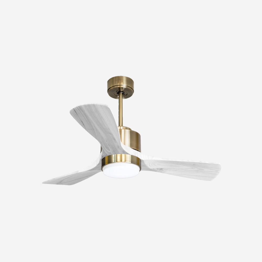 Ventilateur de plafond Réversible  Thermostat Dimmable Wifi Moteur à courant continu Toits en pente Télécommande Lumière à trois tons Hypersilence Mémoire