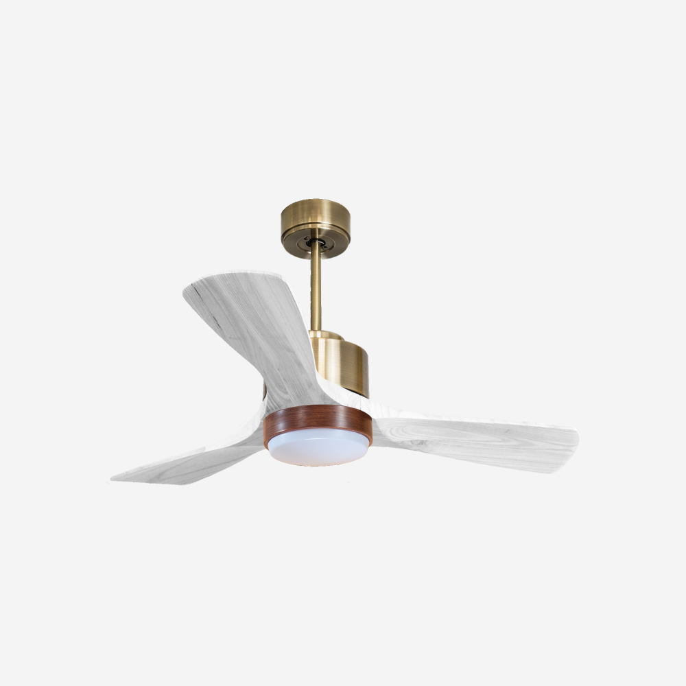 Ventilateur de plafond Réversible  Thermostat Dimmable Wifi Moteur à courant continu Toits en pente Télécommande Lumière à trois tons Hypersilence Mémoire