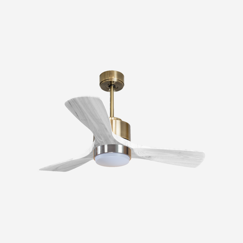 Ventilateur de plafond Réversible  Thermostat Dimmable Wifi Moteur à courant continu Toits en pente Télécommande Lumière à trois tons Hypersilence Mémoire