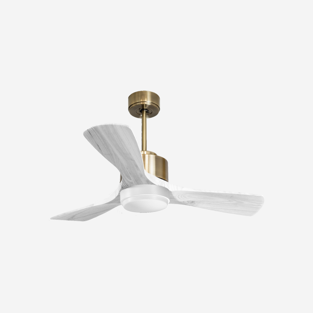 Ventilateur de plafond Réversible  Thermostat Dimmable Wifi Moteur à courant continu Toits en pente Télécommande Lumière à trois tons Hypersilence Mémoire