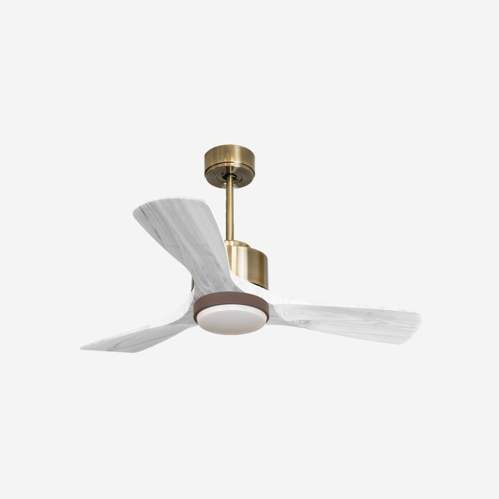 Ventilateur de plafond Réversible  Thermostat Dimmable Wifi Moteur à courant continu Toits en pente Télécommande Lumière à trois tons Hypersilence Mémoire
