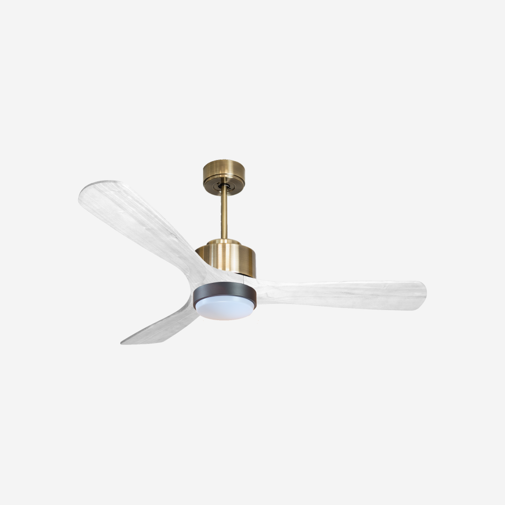 Ventilateur de plafond Réversible  Thermostat Dimmable Wifi Moteur à courant continu Toits en pente Télécommande Lumière à trois tons Hypersilence Mémoire