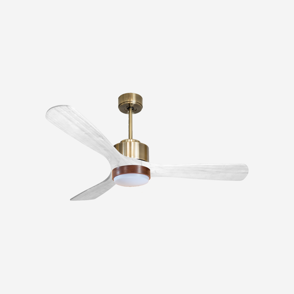 Ventilateur de plafond Réversible  Thermostat Dimmable Wifi Moteur à courant continu Toits en pente Télécommande Lumière à trois tons Hypersilence Mémoire
