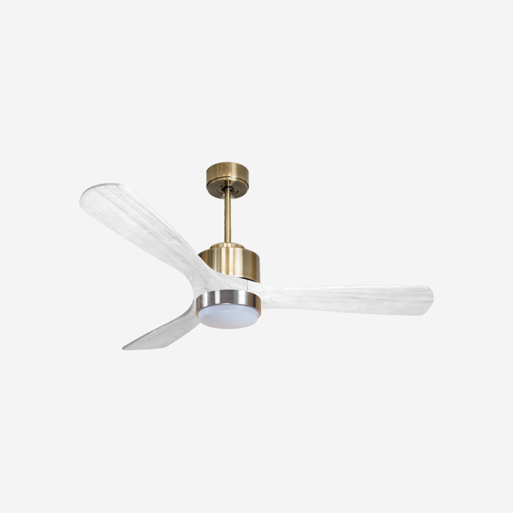 Ventilateur de plafond Réversible  Thermostat Dimmable Wifi Moteur à courant continu Toits en pente Télécommande Lumière à trois tons Hypersilence Mémoire