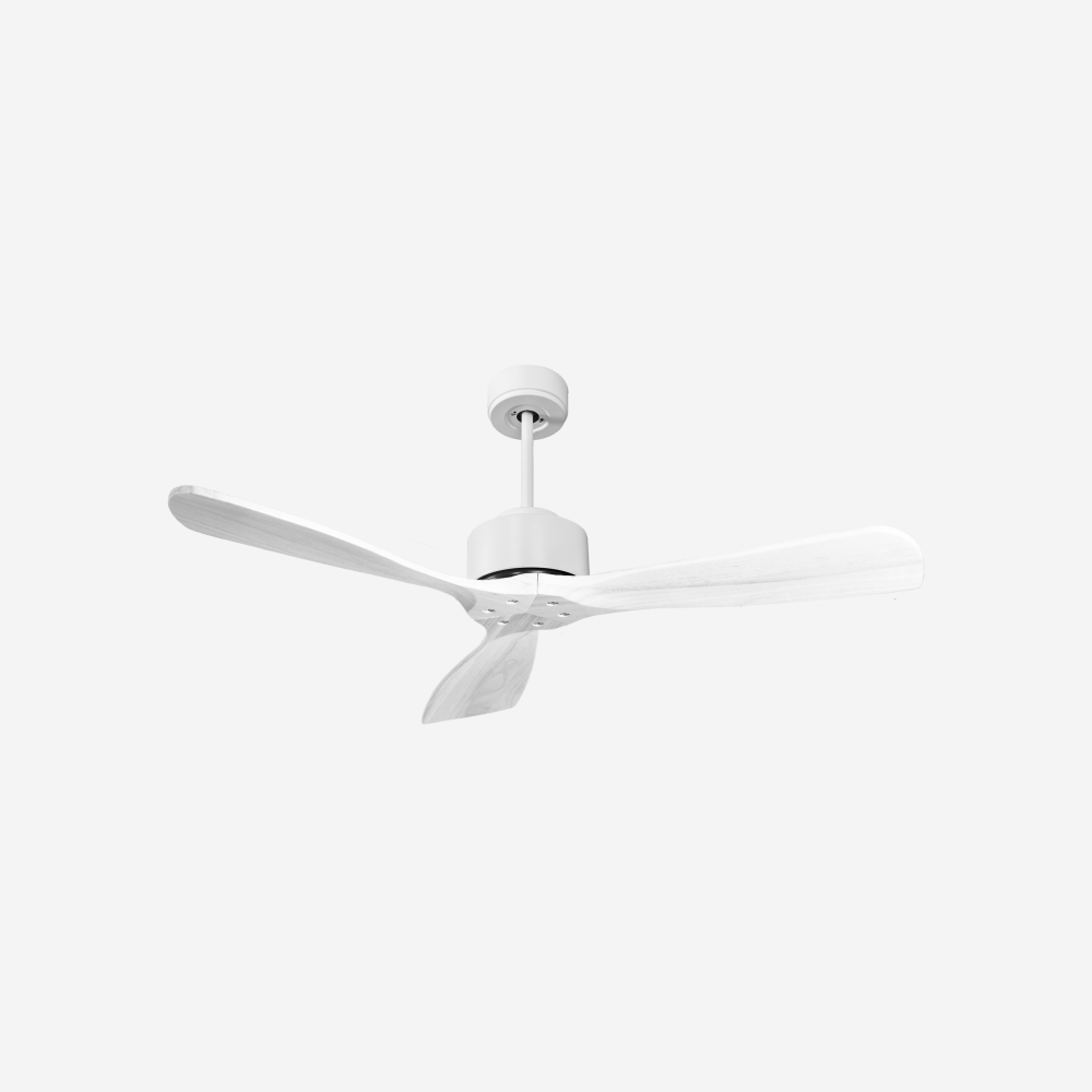 Ventilateur de plafond Réversible  Thermostat Wifi Moteur à courant continu Toits en pente Télécommande Hypersilence Mémoire FullWood