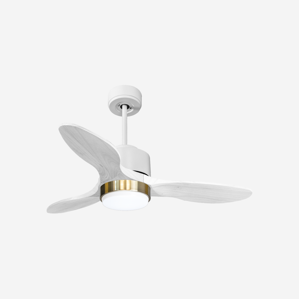 Ventilateur de plafond Réversible  Thermostat Dimmable Wifi Moteur à courant continu Toits en pente Télécommande Lumière à trois tons Hypersilence Mémoire
