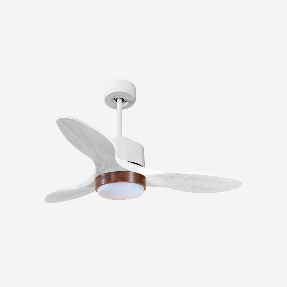 Ventilateur de plafond Réversible  Thermostat Dimmable Wifi Moteur à courant continu Toits en pente Télécommande Lumière à trois tons Hypersilence Mémoire