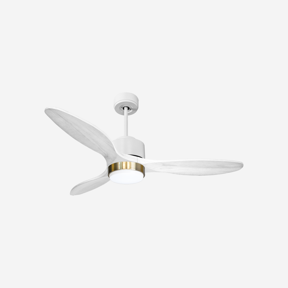 Ventilateur de plafond Réversible  Thermostat Dimmable Wifi Moteur à courant continu Toits en pente Télécommande Lumière à trois tons Hypersilence Mémoire