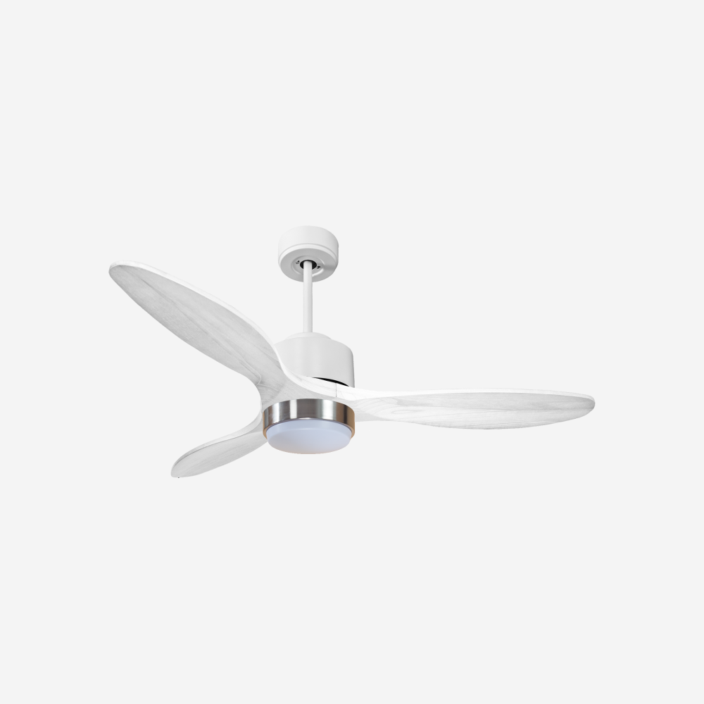 Ventilateur de plafond Réversible  Thermostat Dimmable Wifi Moteur à courant continu Toits en pente Télécommande Lumière à trois tons Hypersilence Mémoire