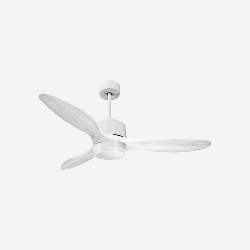 Ventilateur de plafond Réversible  Thermostat Dimmable Wifi Moteur à courant continu Toits en pente Télécommande Lumière à trois tons Hypersilence Mémoire