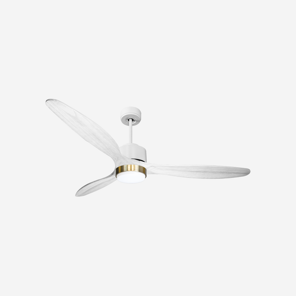 Ventilateur de plafond Réversible  Thermostat Dimmable Wifi Moteur à courant continu Toits en pente Télécommande Lumière à trois tons Hypersilence Mémoire
