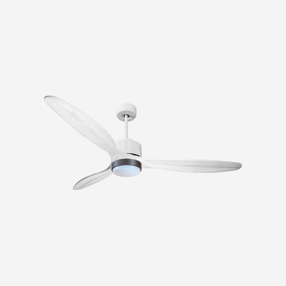 Ventilateur de plafond Réversible  Thermostat Dimmable Wifi Moteur à courant continu Toits en pente Télécommande Lumière à trois tons Hypersilence Mémoire