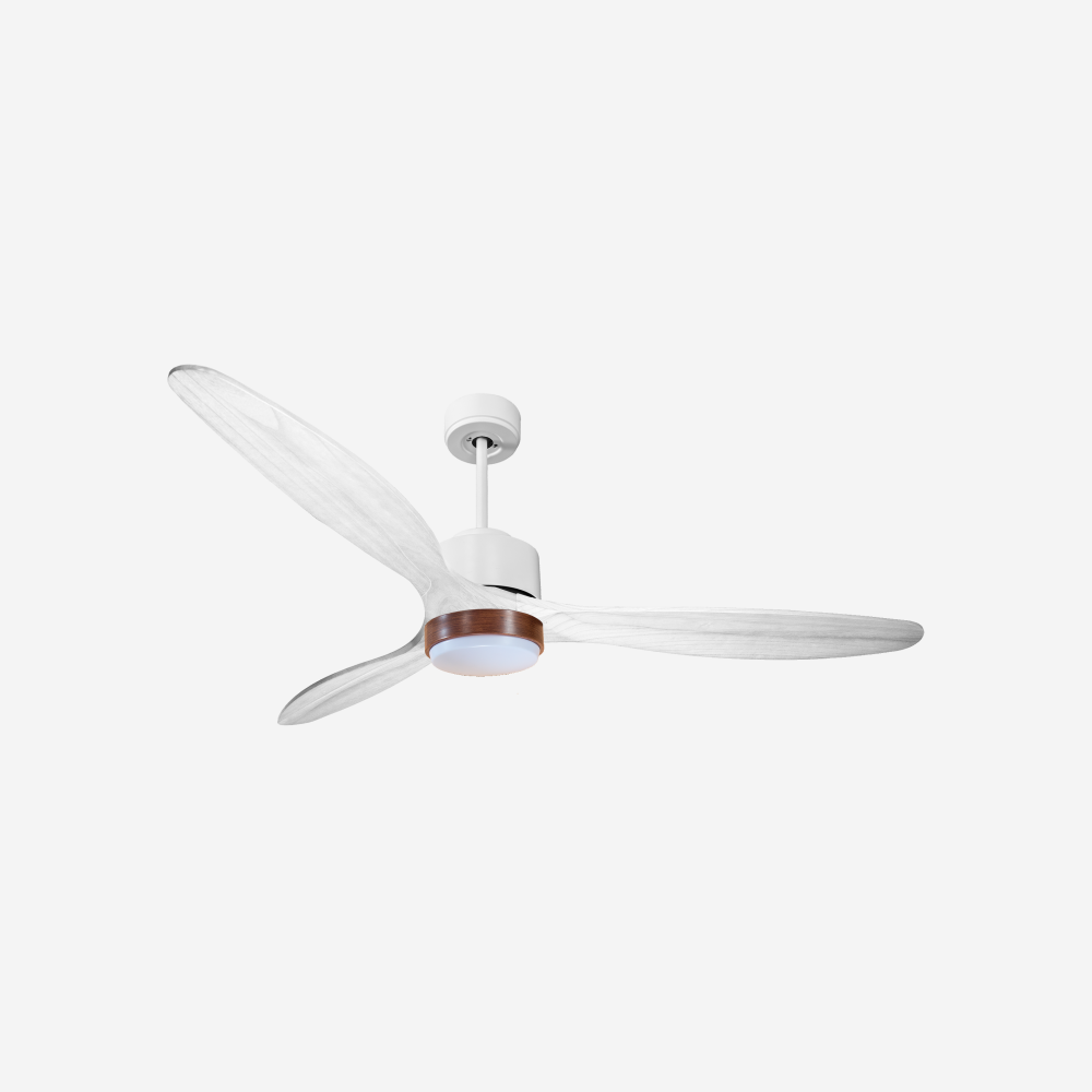 Ventilateur de plafond Réversible  Thermostat Dimmable Wifi Moteur à courant continu Toits en pente Télécommande Lumière à trois tons Hypersilence Mémoire