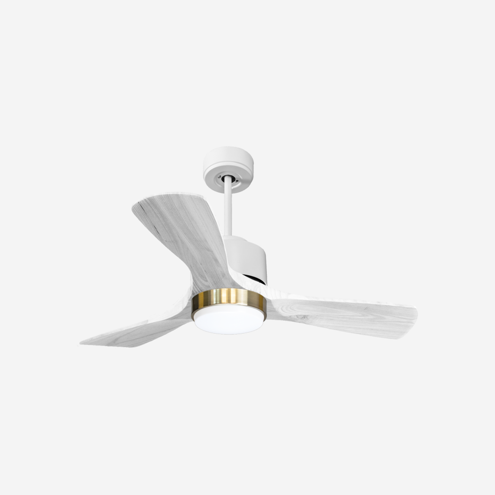 Ventilateur de plafond Réversible  Thermostat Dimmable Wifi Moteur à courant continu Toits en pente Télécommande Lumière à trois tons Hypersilence Mémoire