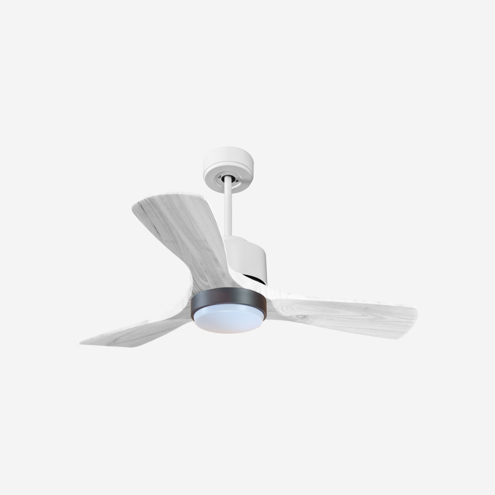 Ventilateur de plafond Réversible  Thermostat Dimmable Wifi Moteur à courant continu Toits en pente Télécommande Lumière à trois tons Hypersilence Mémoire