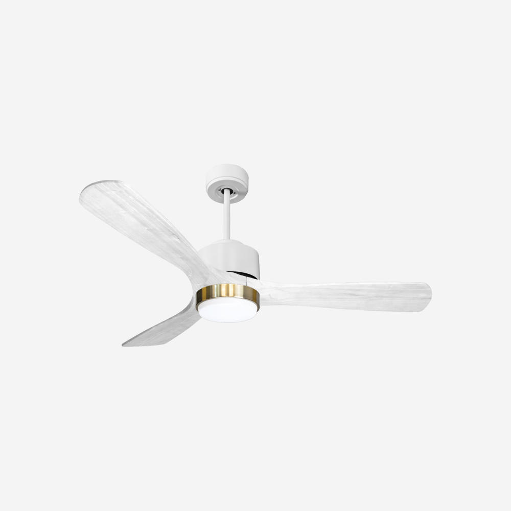 Ventilateur de plafond Réversible  Thermostat Dimmable Wifi Moteur à courant continu Toits en pente Télécommande Lumière à trois tons Hypersilence Mémoire
