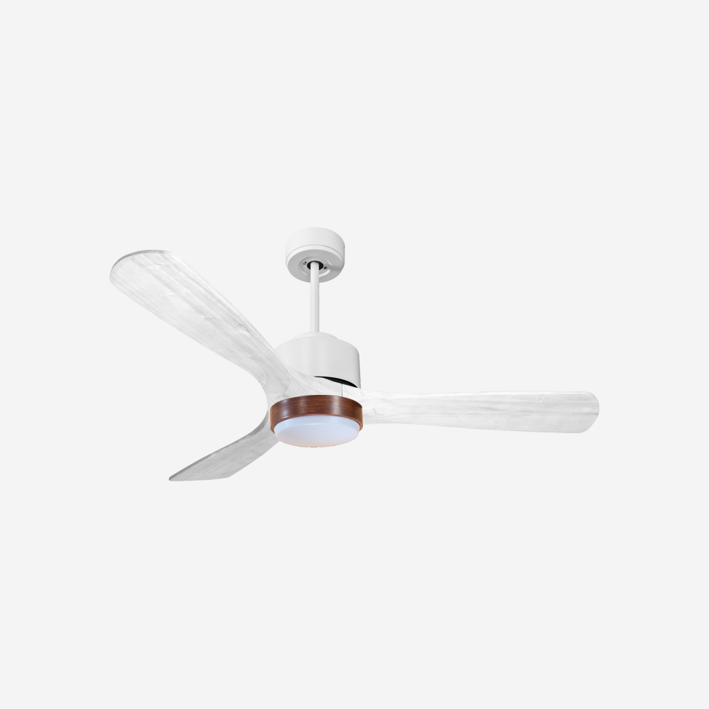 Ventilateur de plafond Réversible  Thermostat Dimmable Wifi Moteur à courant continu Toits en pente Télécommande Lumière à trois tons Hypersilence Mémoire