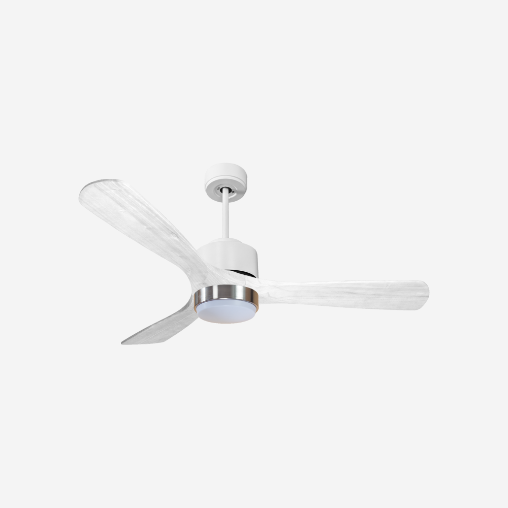 Ventilateur de plafond Réversible  Thermostat Dimmable Wifi Moteur à courant continu Toits en pente Télécommande Lumière à trois tons Hypersilence Mémoire