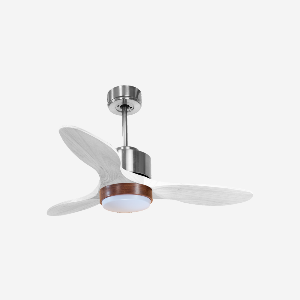 Ventilateur de plafond Réversible  Thermostat Dimmable Wifi Moteur à courant continu Toits en pente Télécommande Lumière à trois tons Hypersilence Mémoire