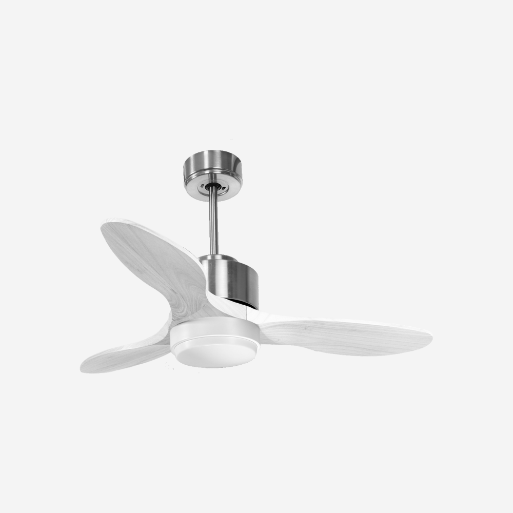 Ventilateur de plafond Réversible  Thermostat Dimmable Wifi Moteur à courant continu Toits en pente Télécommande Lumière à trois tons Hypersilence Mémoire