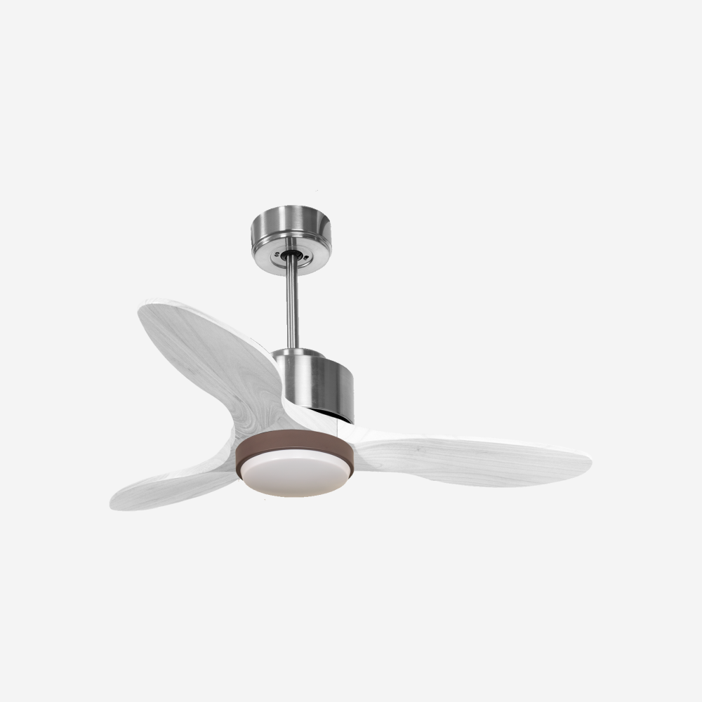 Ventilateur de plafond Réversible  Thermostat Dimmable Wifi Moteur à courant continu Toits en pente Télécommande Lumière à trois tons Hypersilence Mémoire
