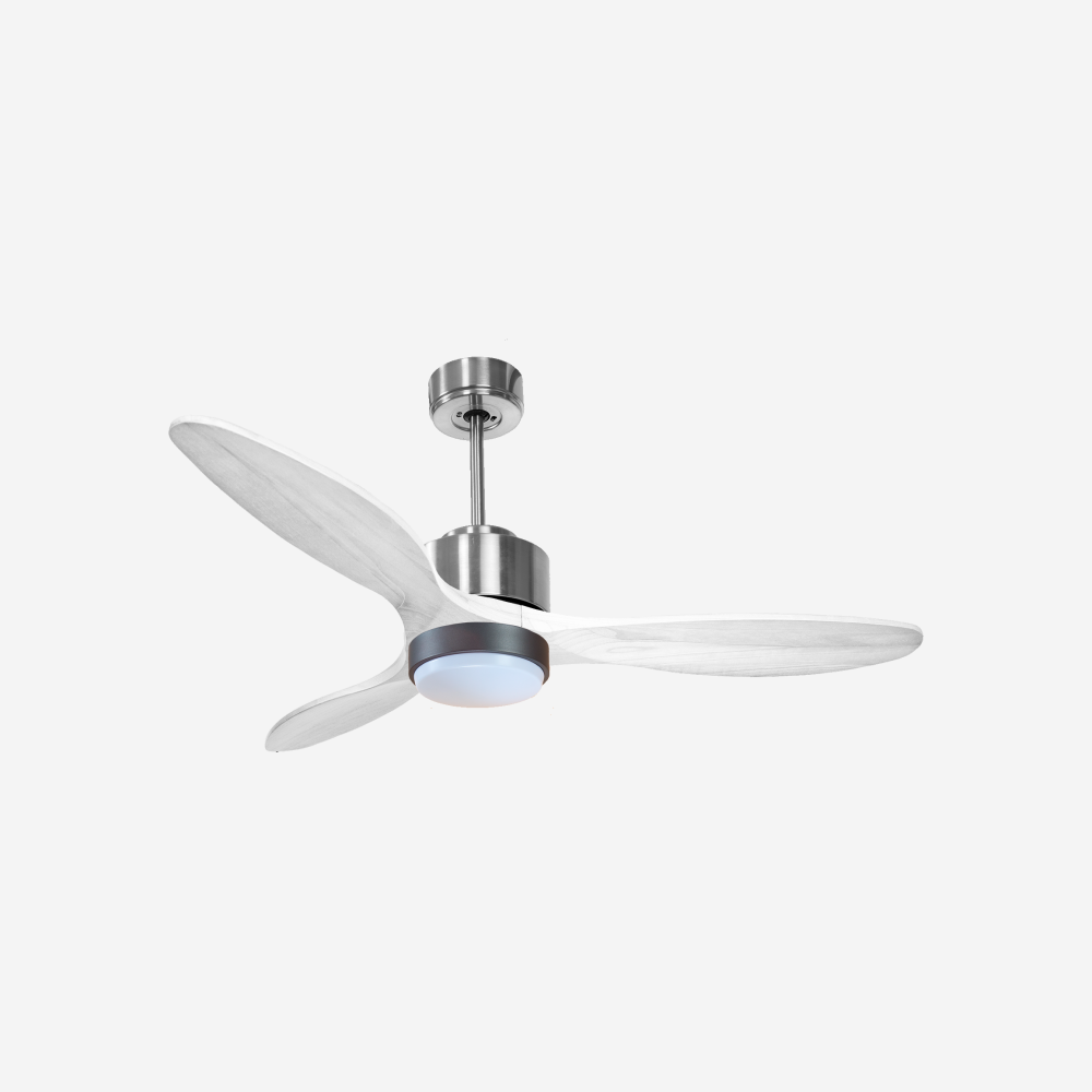 Ventilateur de plafond Réversible  Thermostat Dimmable Wifi Moteur à courant continu Toits en pente Télécommande Lumière à trois tons Hypersilence Mémoire